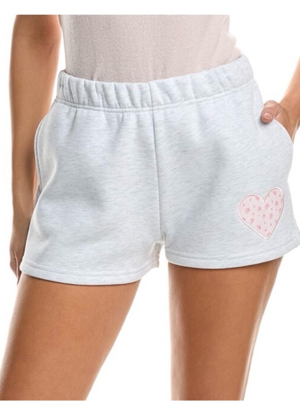 Vintage Havana White Athletic Shorts with Pink Heart Patch